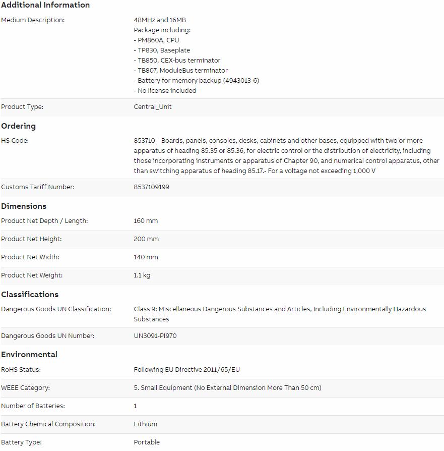ABB PM860AK01 3BSE066495R1